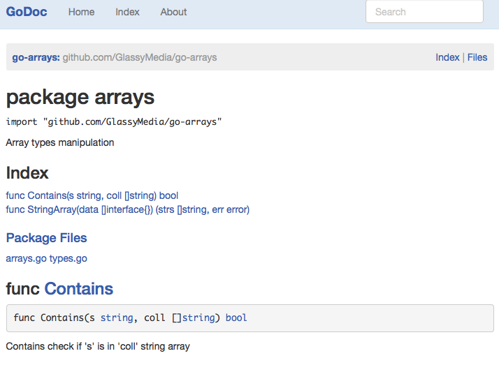 Godoc.org for go-arrays