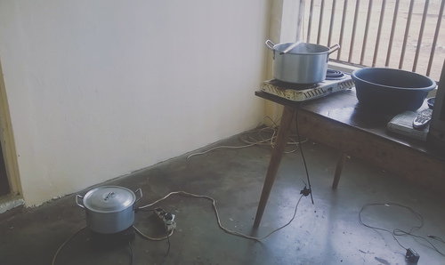 makeshift kitchen